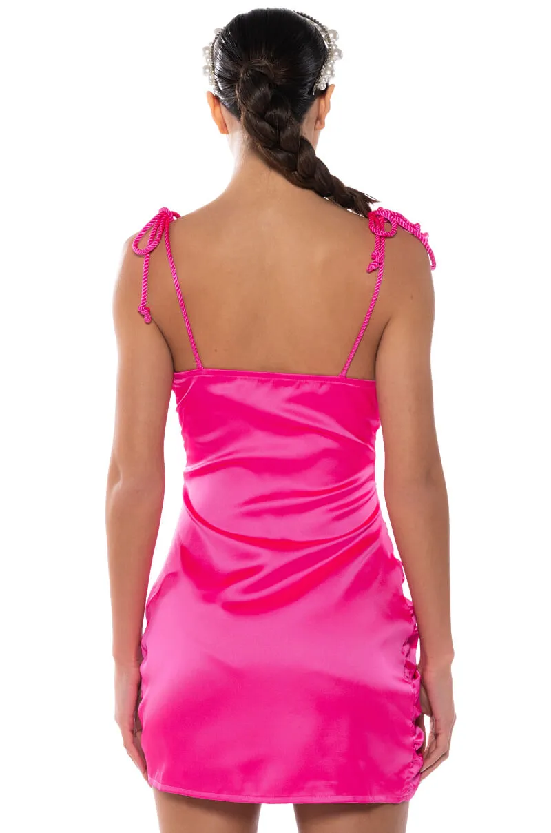 ADA RUCHED SLEEVELESS MINI DRESS