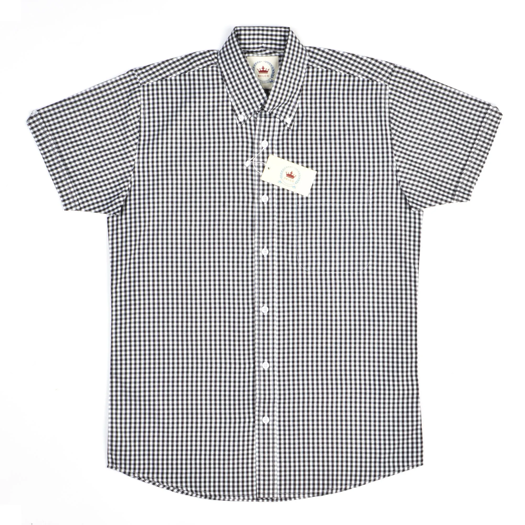 Black & White Gingham Button-Down Shirt