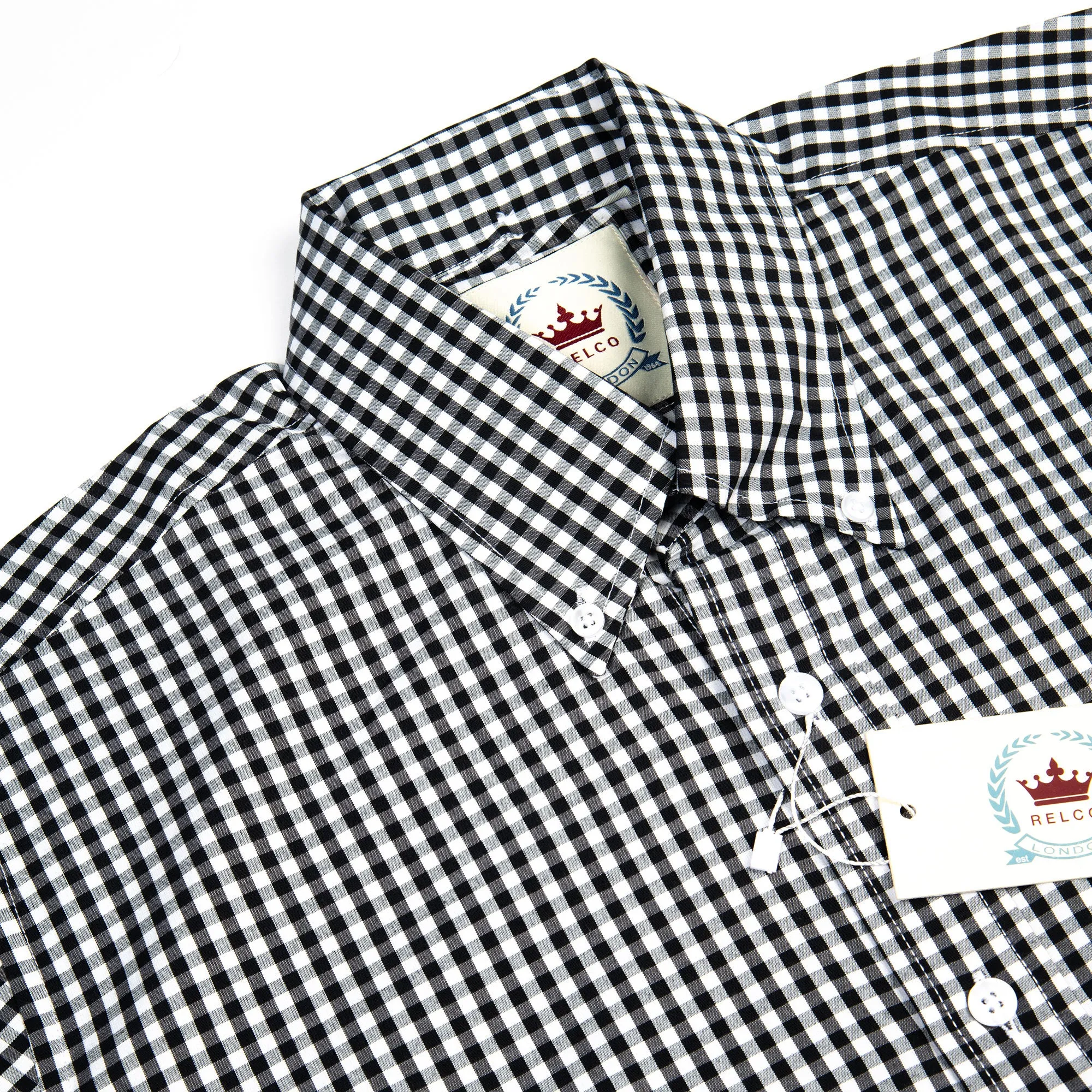 Black & White Gingham Button-Down Shirt