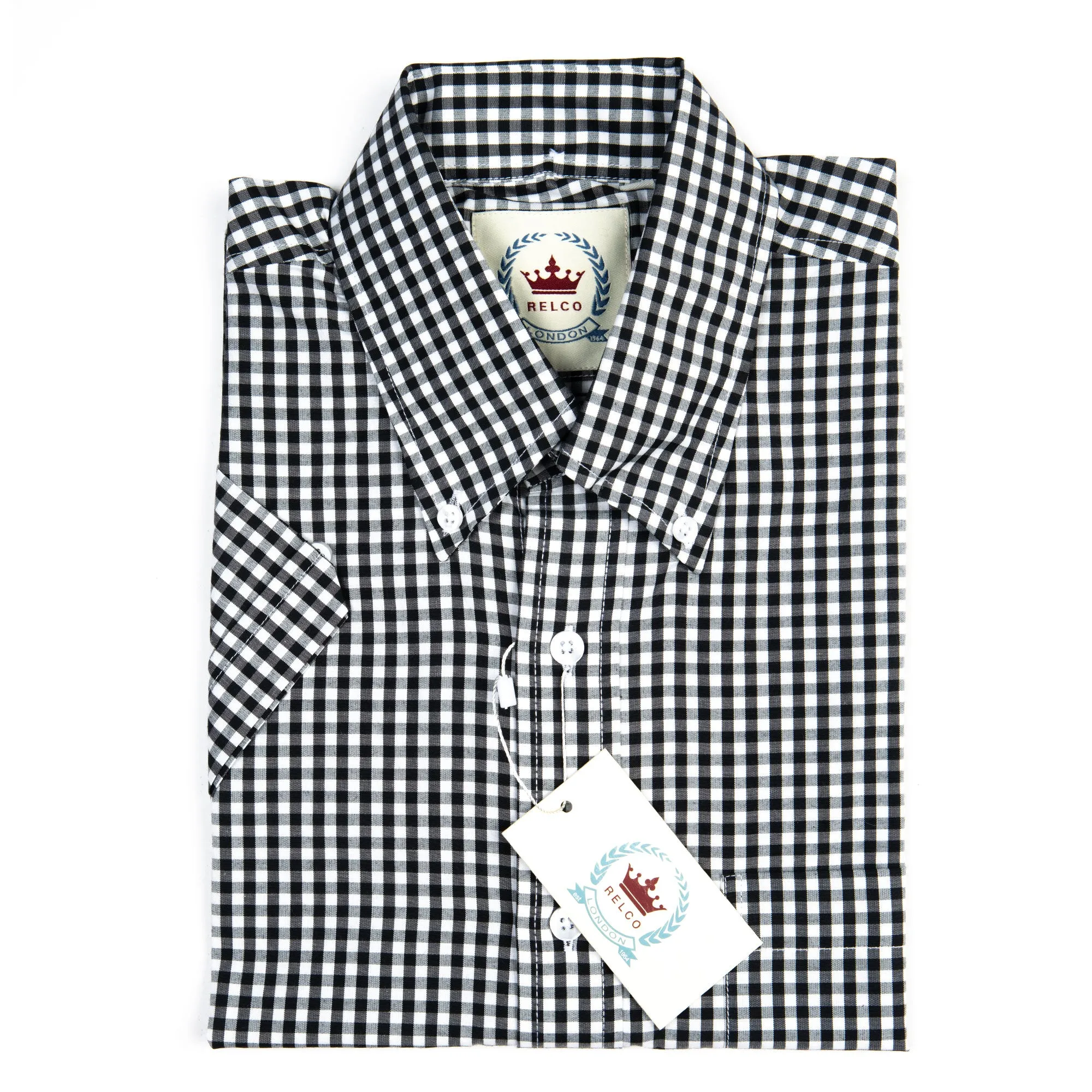 Black & White Gingham Button-Down Shirt