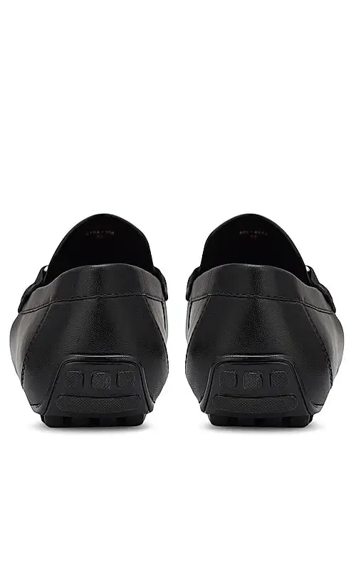 Black Leather Moccasins With Panel