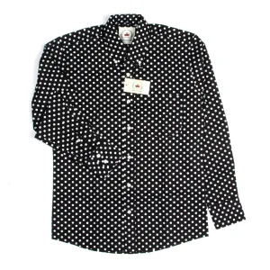 Black Polka Dot Button Down Shirt - 60s Beatles Mod