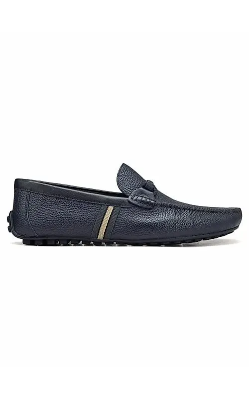 Blue Striped Leather Moccasins