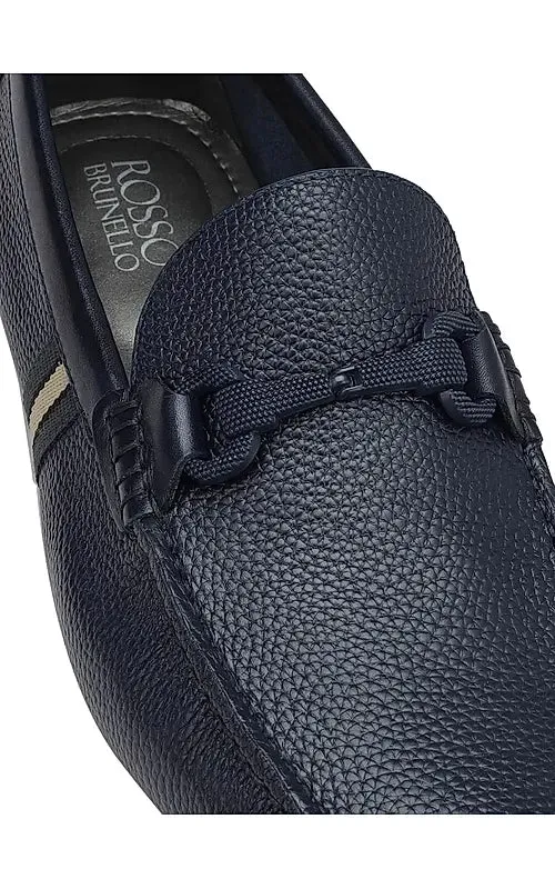 Blue Striped Leather Moccasins