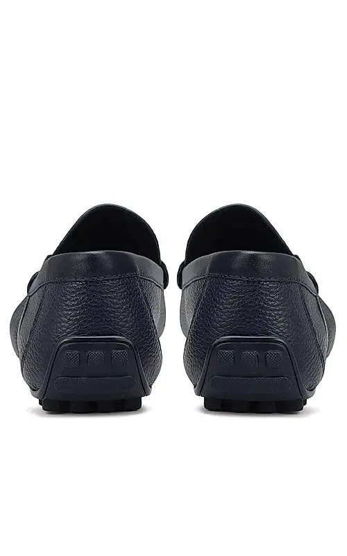 Blue Striped Leather Moccasins