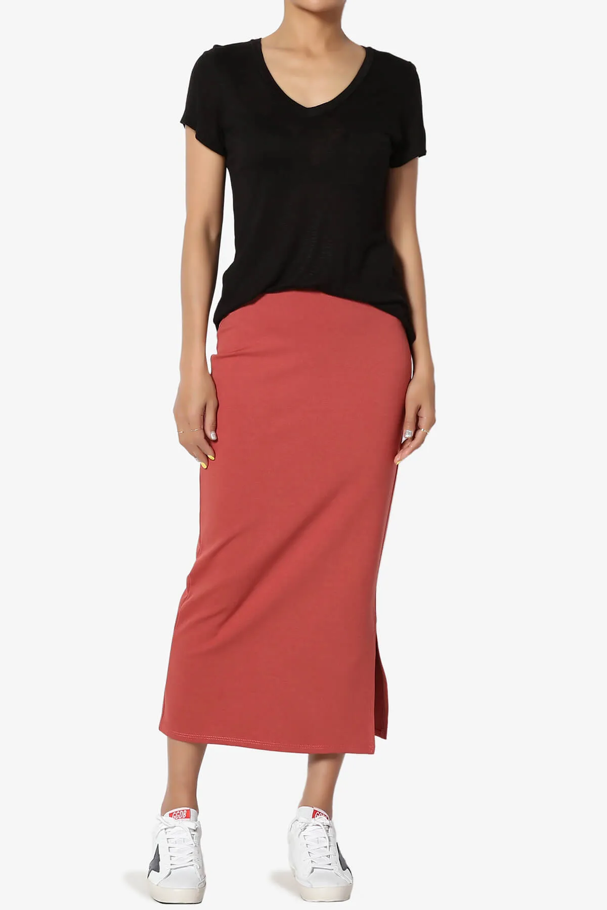 Carleta Mid Calf Pencil Skirt