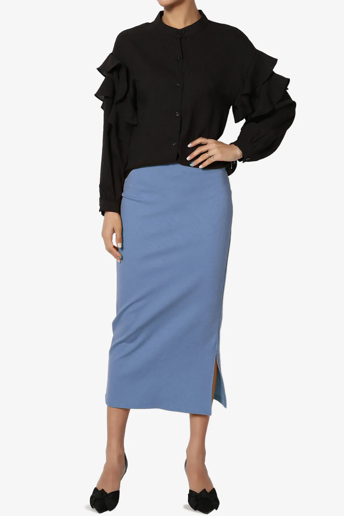 Carleta Mid Calf Pencil Skirt