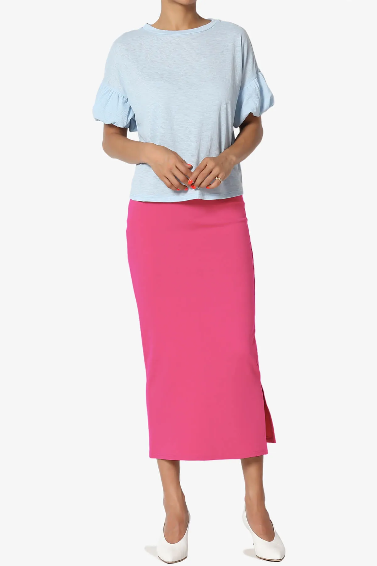 Carleta Mid Calf Pencil Skirt