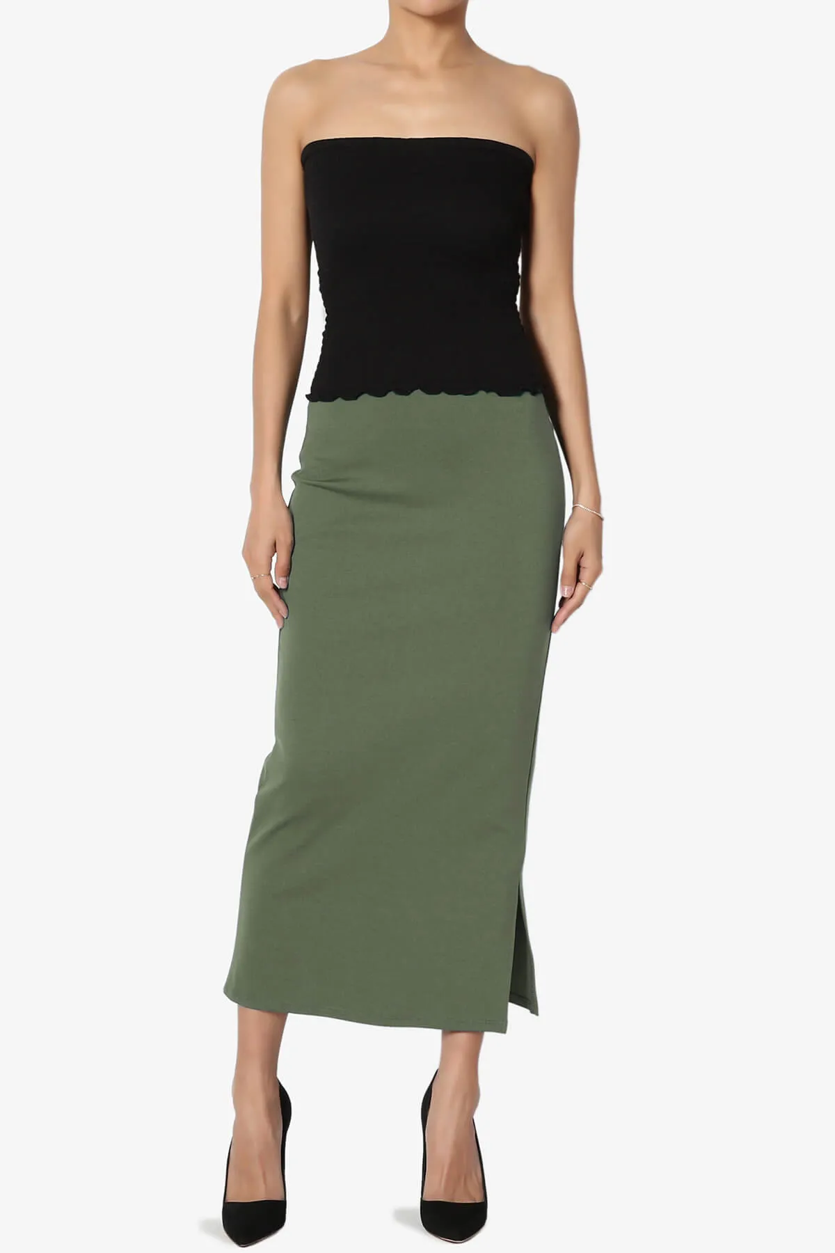 Carleta Mid Calf Pencil Skirt