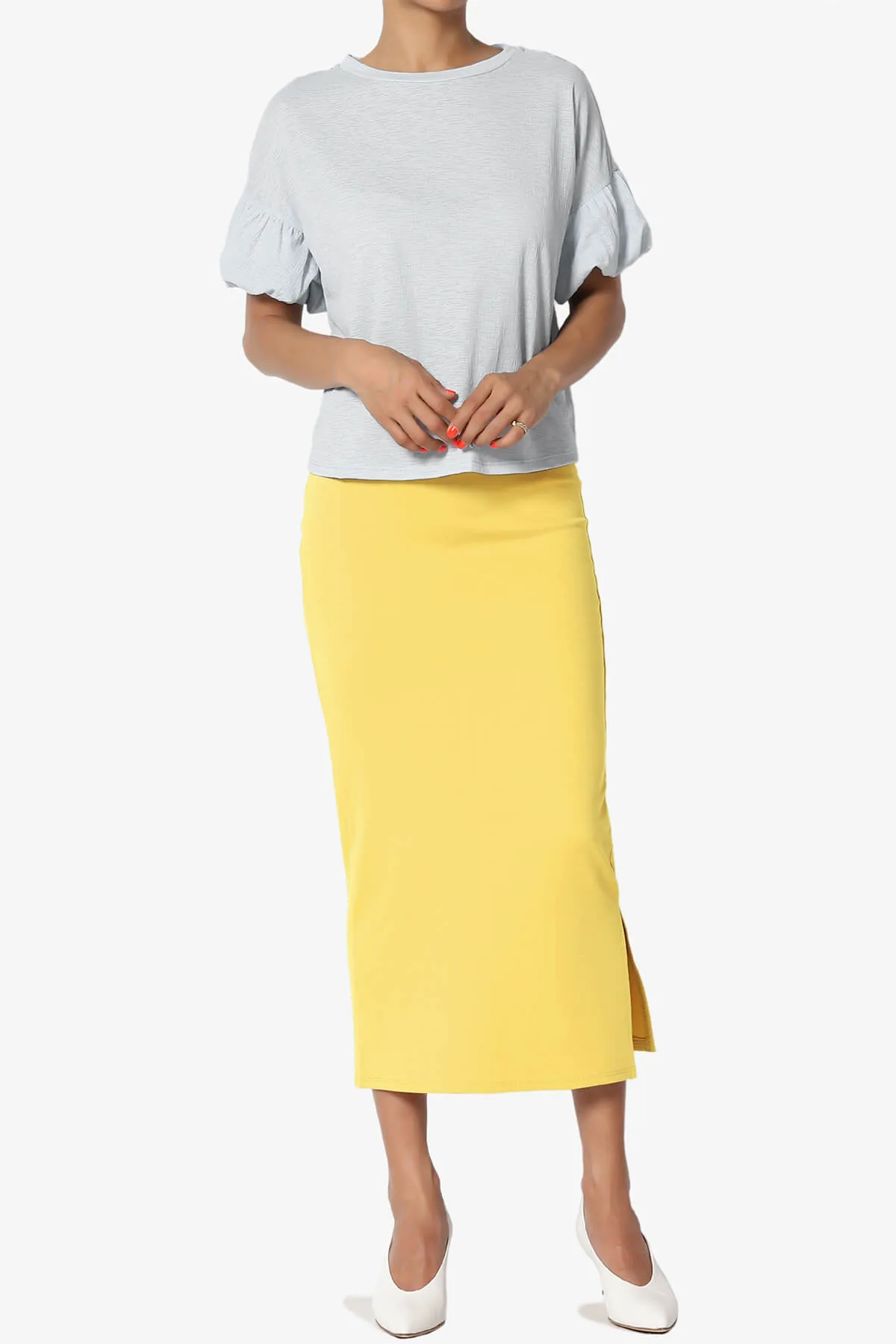 Carleta Mid Calf Pencil Skirt