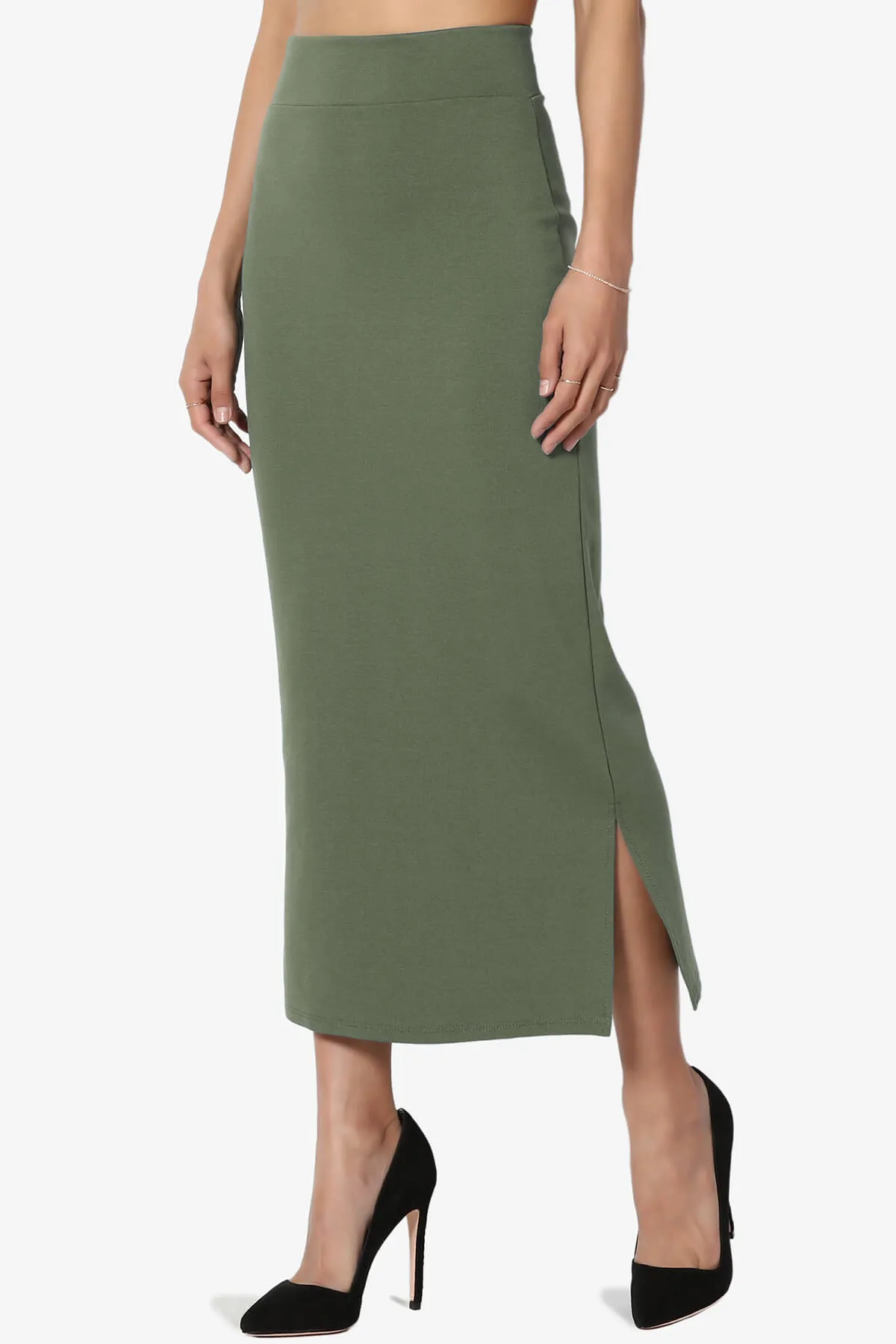 Carleta Mid Calf Pencil Skirt