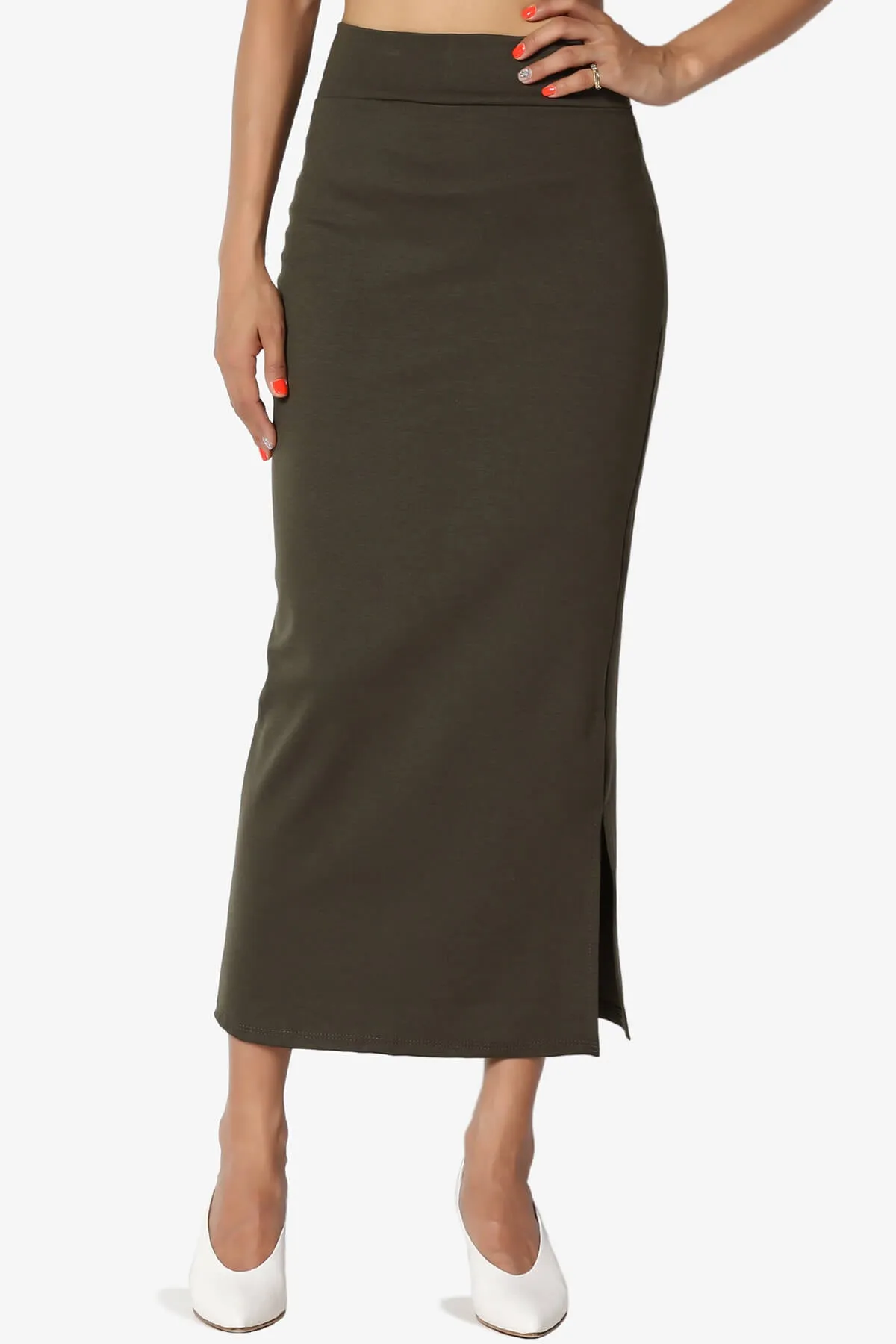 Carleta Mid Calf Pencil Skirt