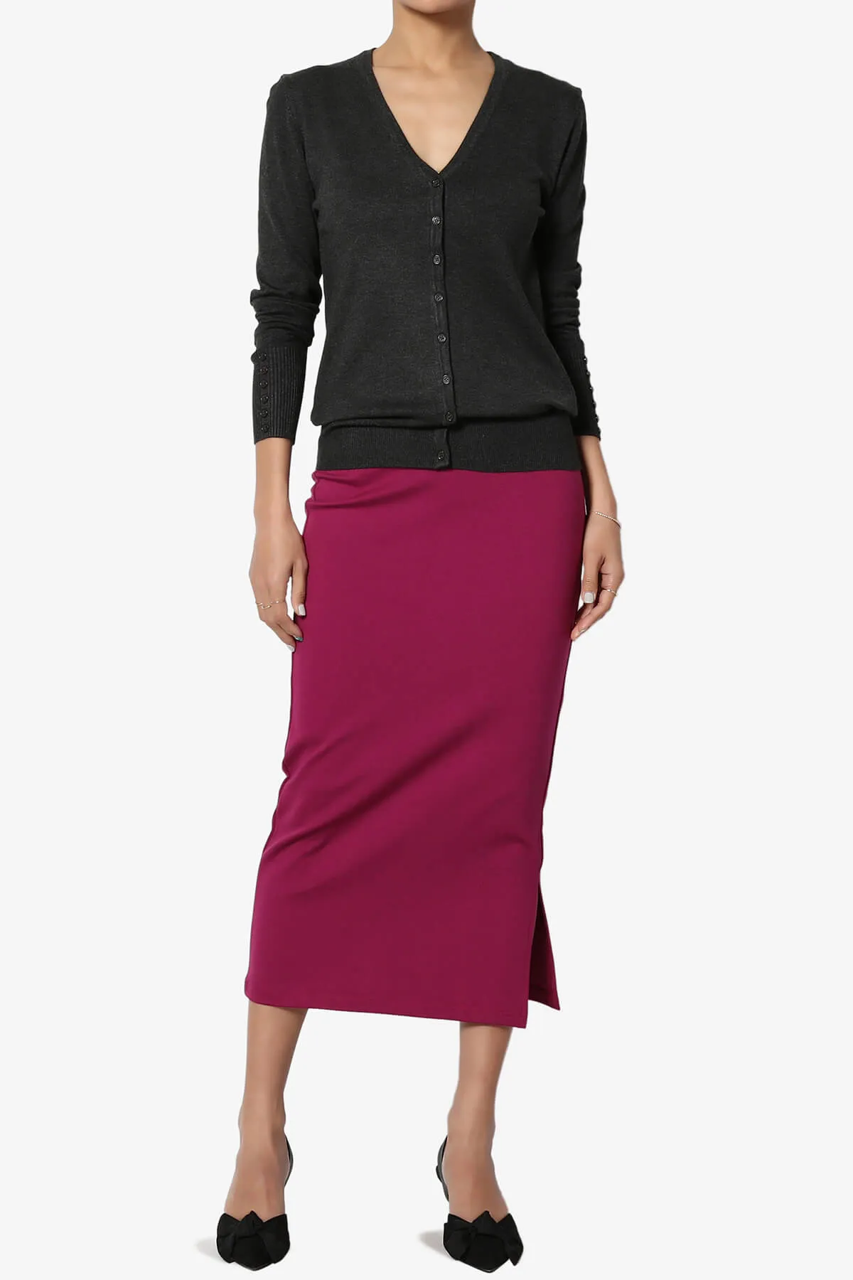 Carleta Mid Calf Pencil Skirt