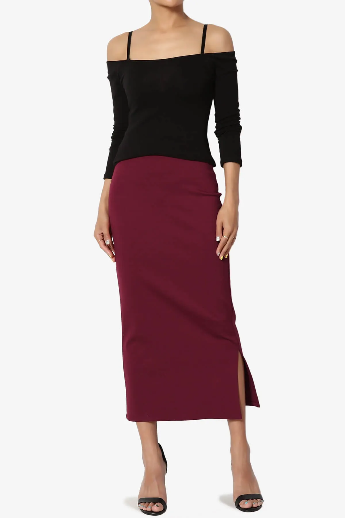 Carleta Mid Calf Pencil Skirt