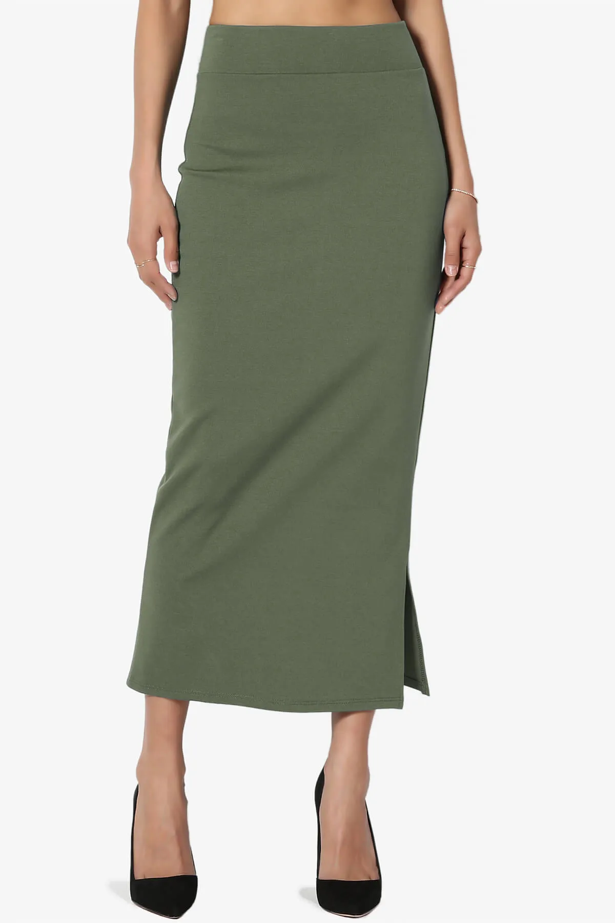 Carleta Mid Calf Pencil Skirt