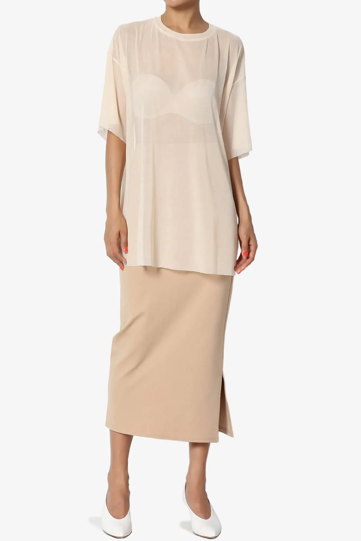 Carleta Mid Calf Pencil Skirt