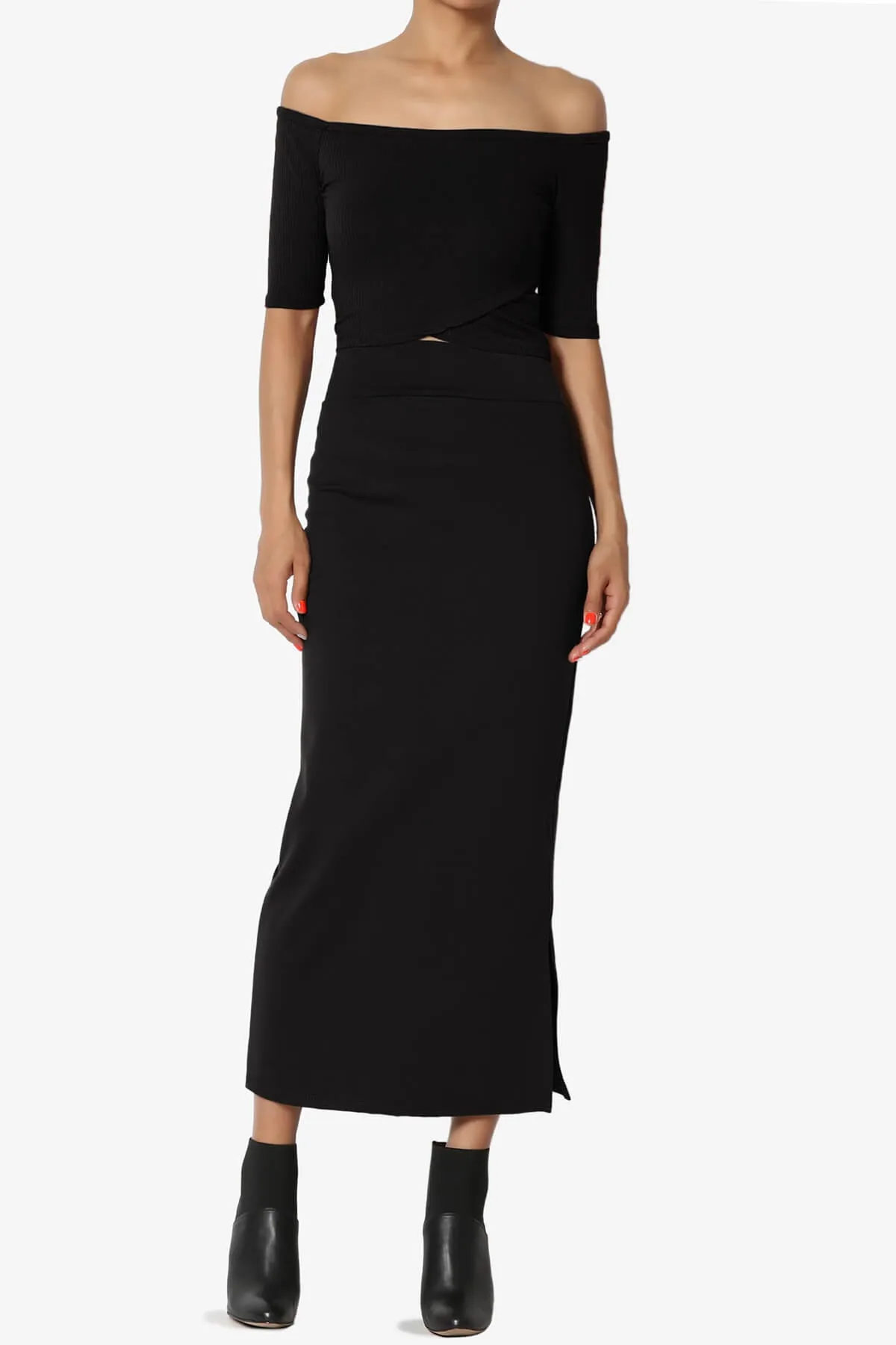 Carleta Mid Calf Pencil Skirt