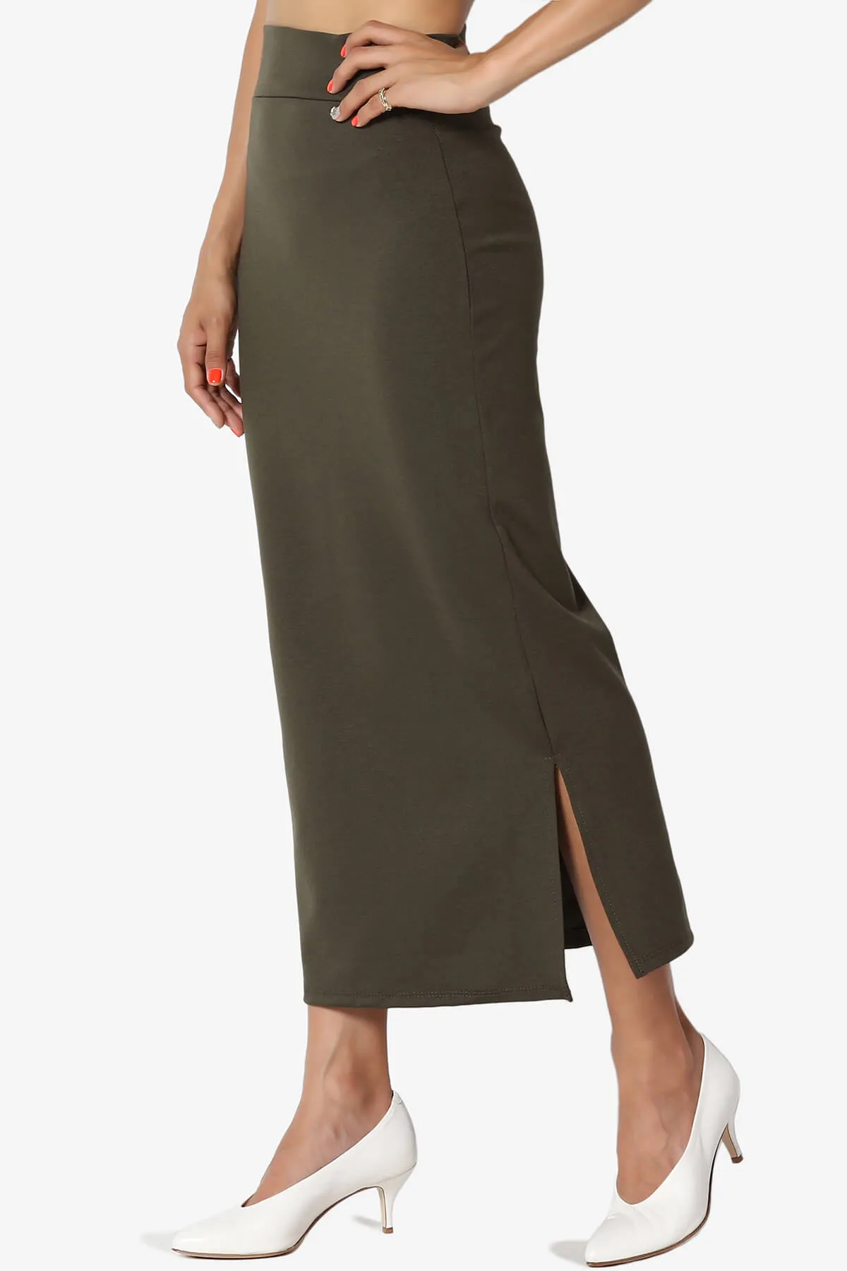 Carleta Mid Calf Pencil Skirt