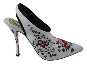 Chic White Multicolor Slingbacks Pumps