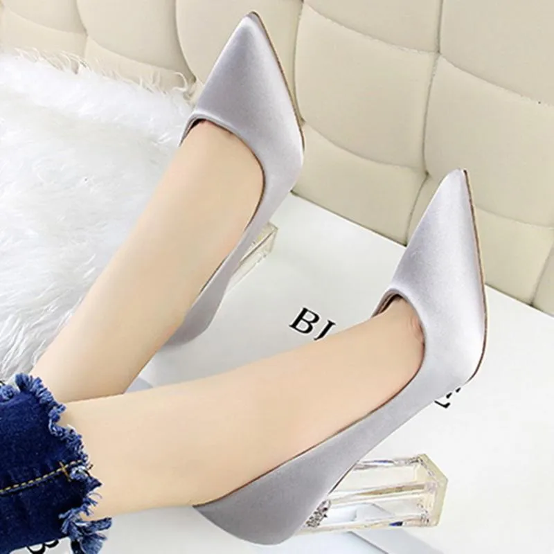 Clear chunky high heels pumps | Sexy transparent pumps