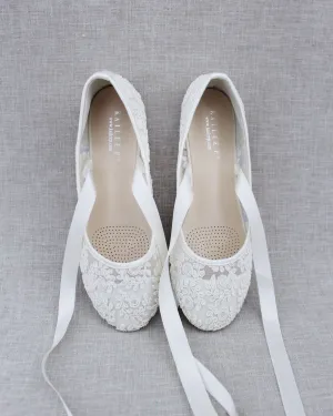Crochet Lace Flats Ballerina Lace Up