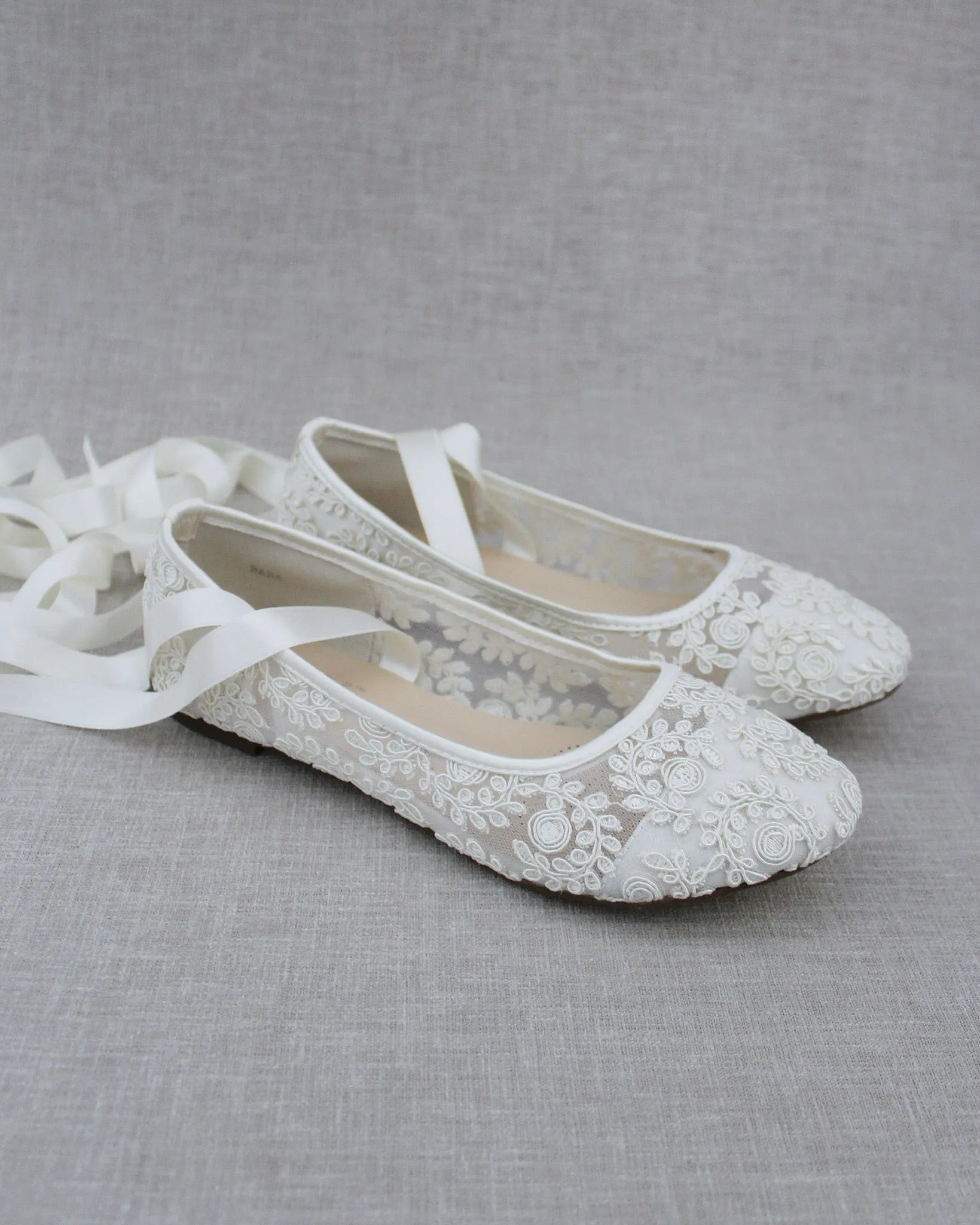 Crochet Lace Flats Ballerina Lace Up