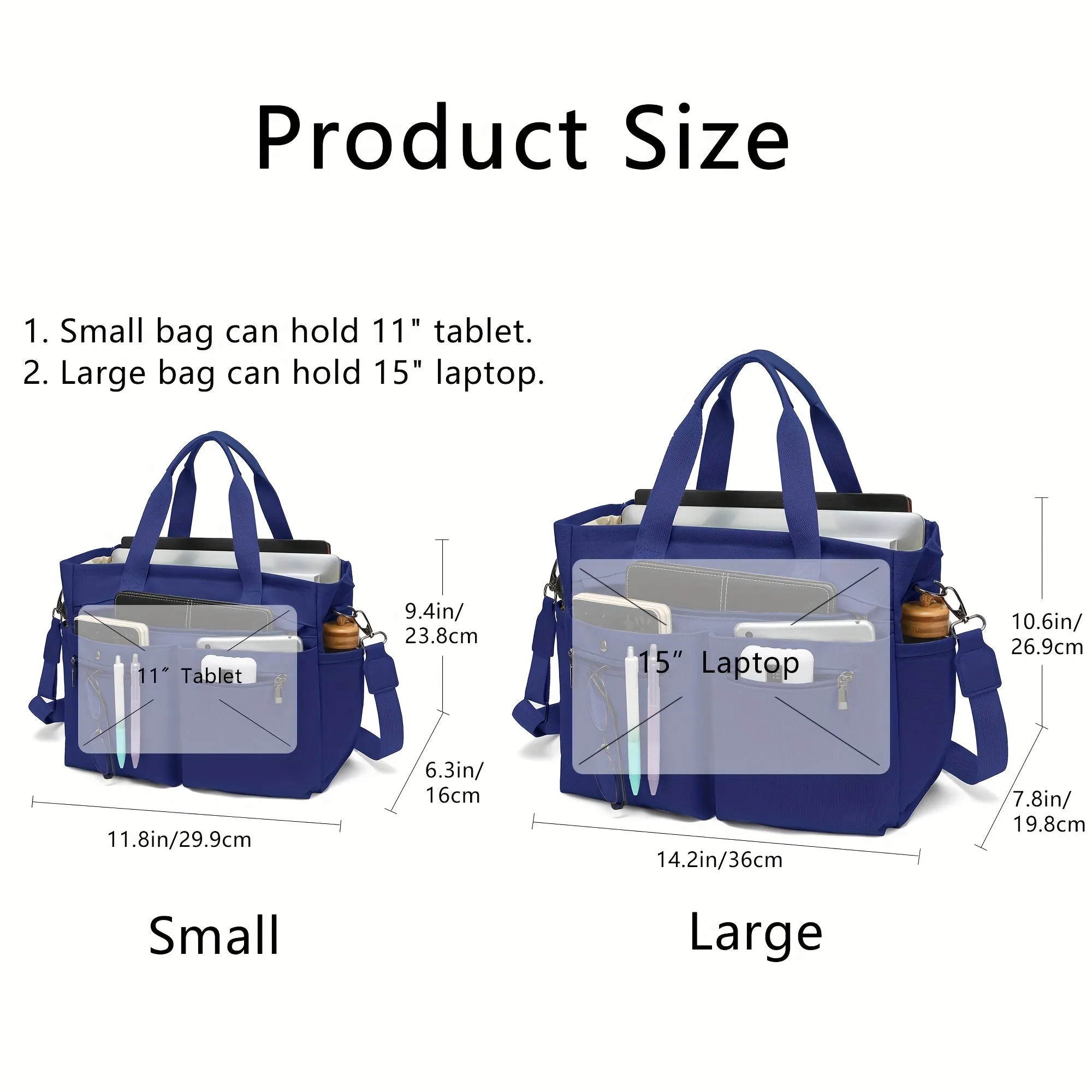 Crossbody Canvas Shoulder Bag Multi-functional Laptop Work Handbag 2pc Set