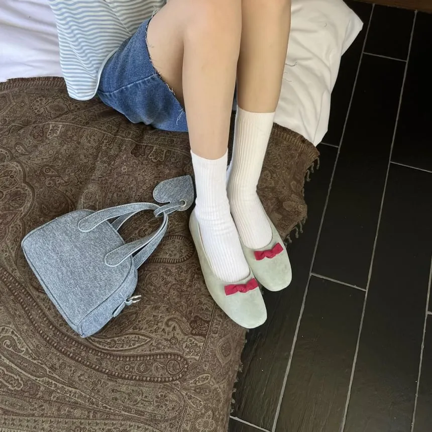 Faux Leather Bowknot Flats