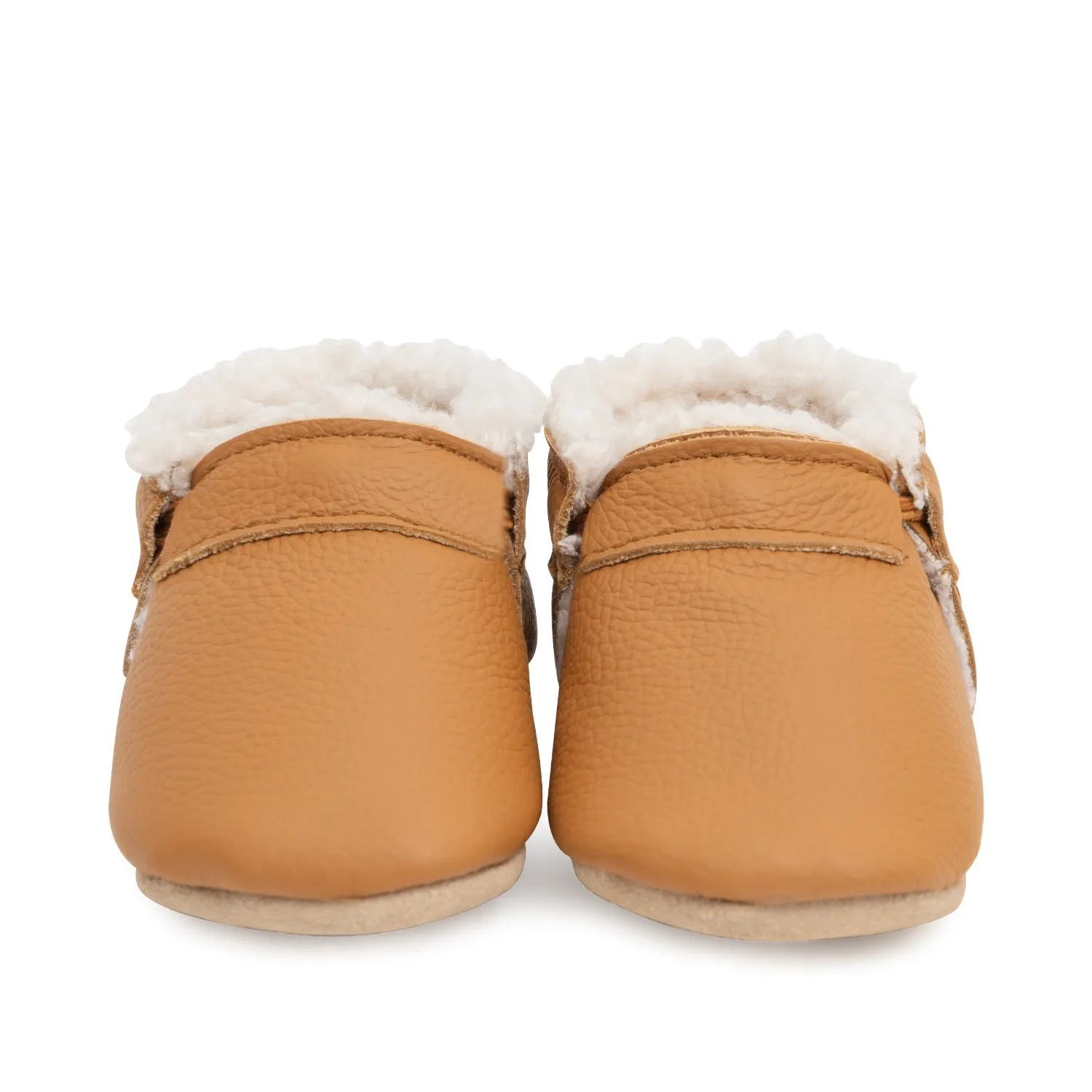 Fringeless Gingersnap Sherpa Moccasins