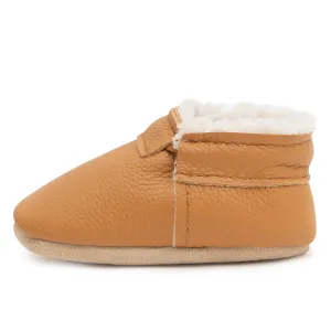 Fringeless Gingersnap Sherpa Moccasins