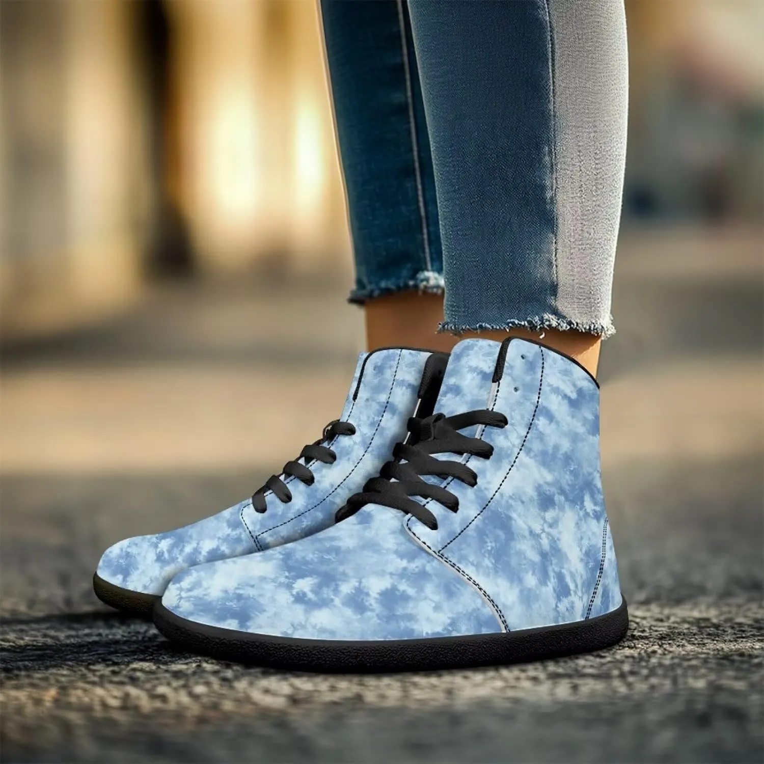 High Top Sneakers Women's Minimalist Trail Running Barefoot Shoes Wide Toe Box Zero Drop Size 36-48