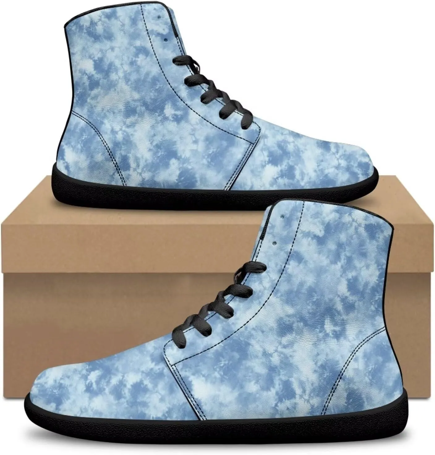 High Top Sneakers Women's Minimalist Trail Running Barefoot Shoes Wide Toe Box Zero Drop Size 36-48
