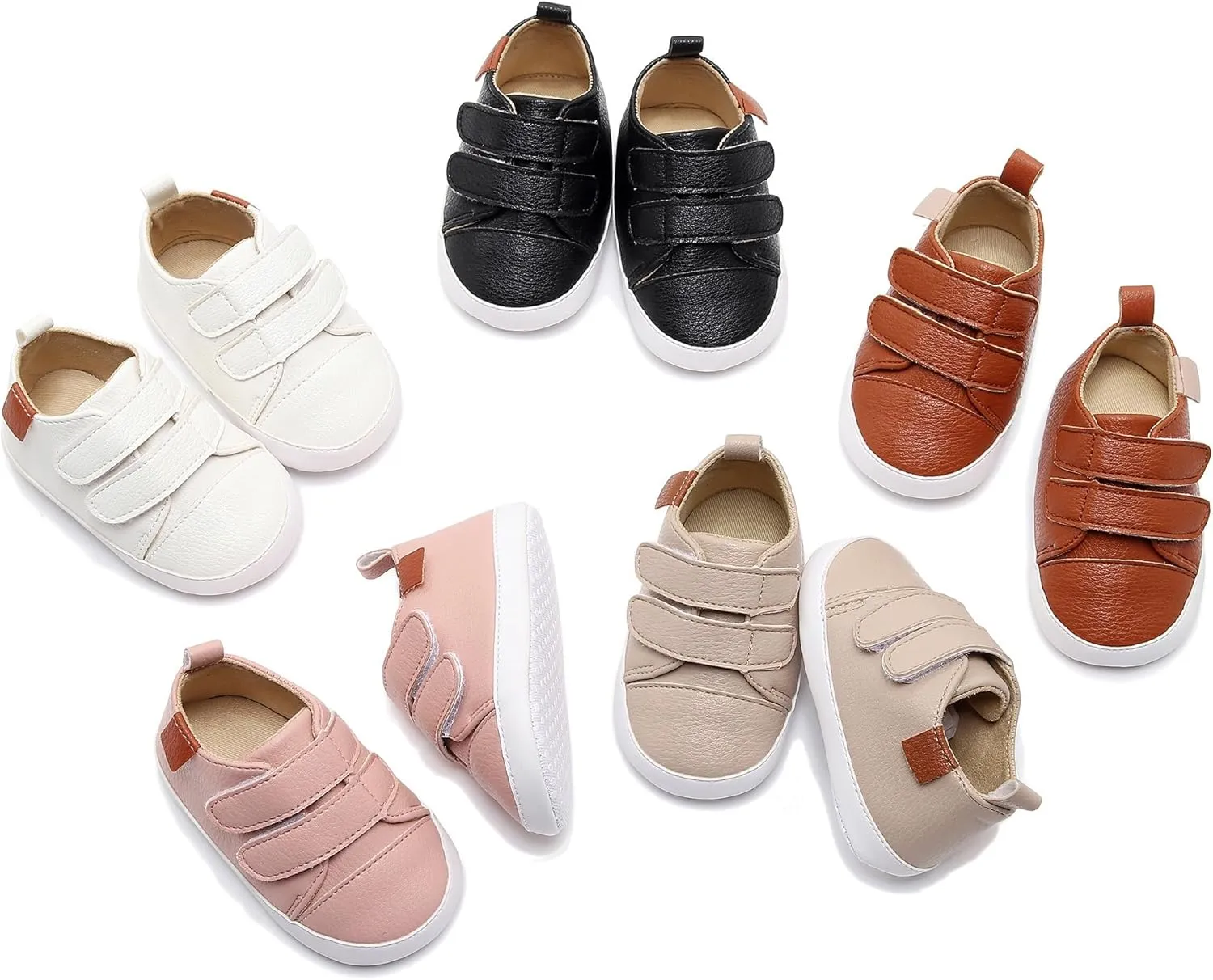 HONGTEYA Baby Boys Girls Shoes Infant Sneakers Baby Moccasins Pu Leather Soft Sole Anti-Slip Flats Toddlers First Walkers Newborn Crib Shoes Tennis Sports Shoes Outdoor Indoor