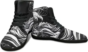 Howilath High Top Sneakers for Men PU Leather Minimalist Barefoot Shoes Zero Drop Sole Trail Running Sneakers