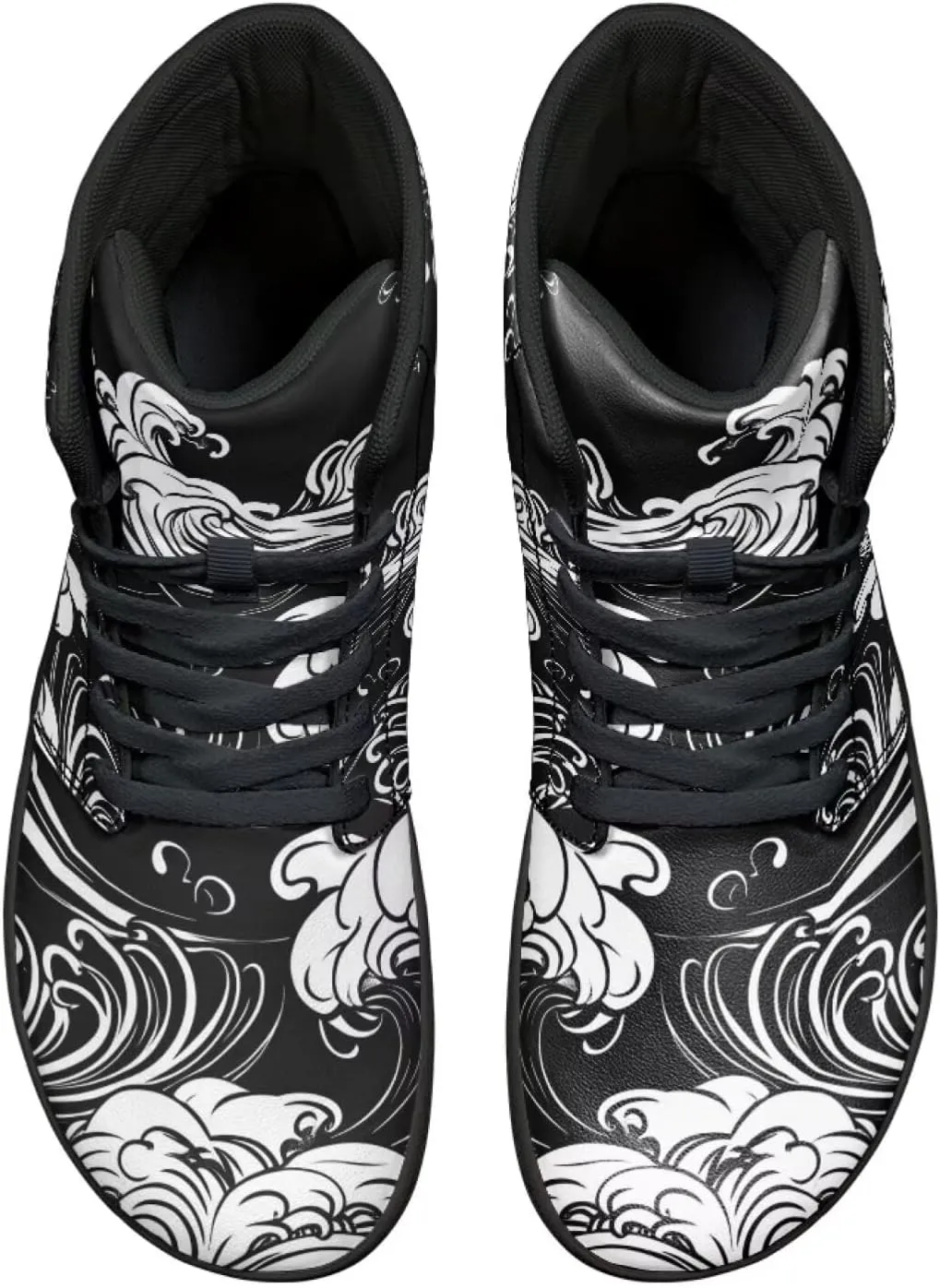 Howilath High Top Sneakers for Men PU Leather Minimalist Barefoot Shoes Zero Drop Sole Trail Running Sneakers