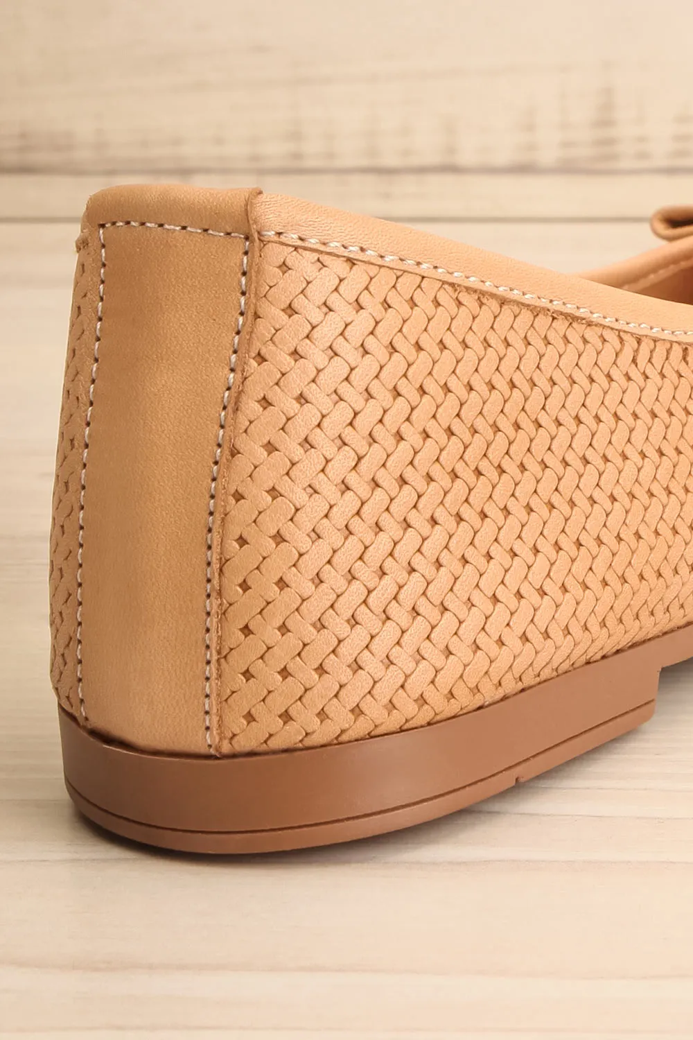 Kelowna Beige | Woven Leather Ballerina Flats
