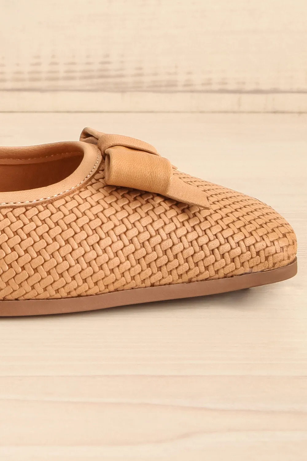 Kelowna Beige | Woven Leather Ballerina Flats