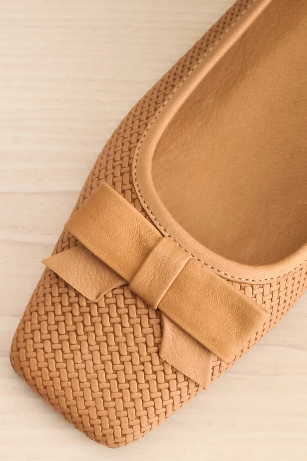 Kelowna Beige | Woven Leather Ballerina Flats