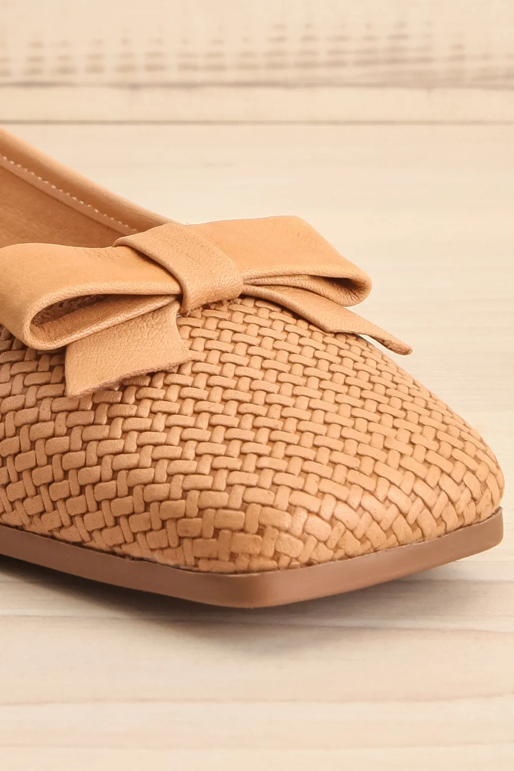 Kelowna Beige | Woven Leather Ballerina Flats