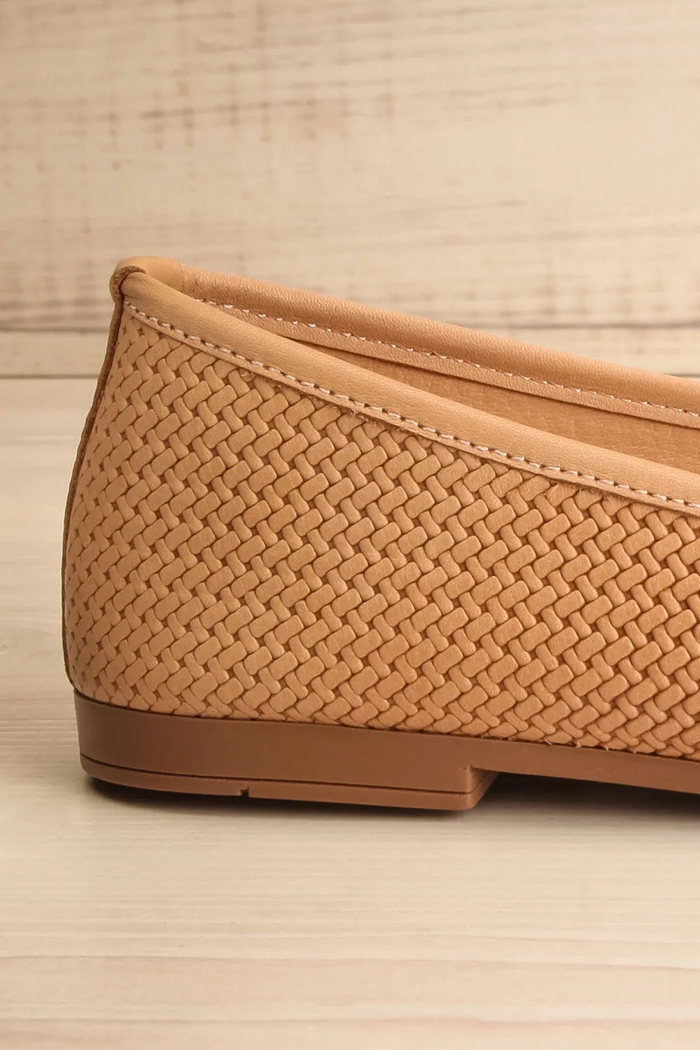 Kelowna Beige | Woven Leather Ballerina Flats