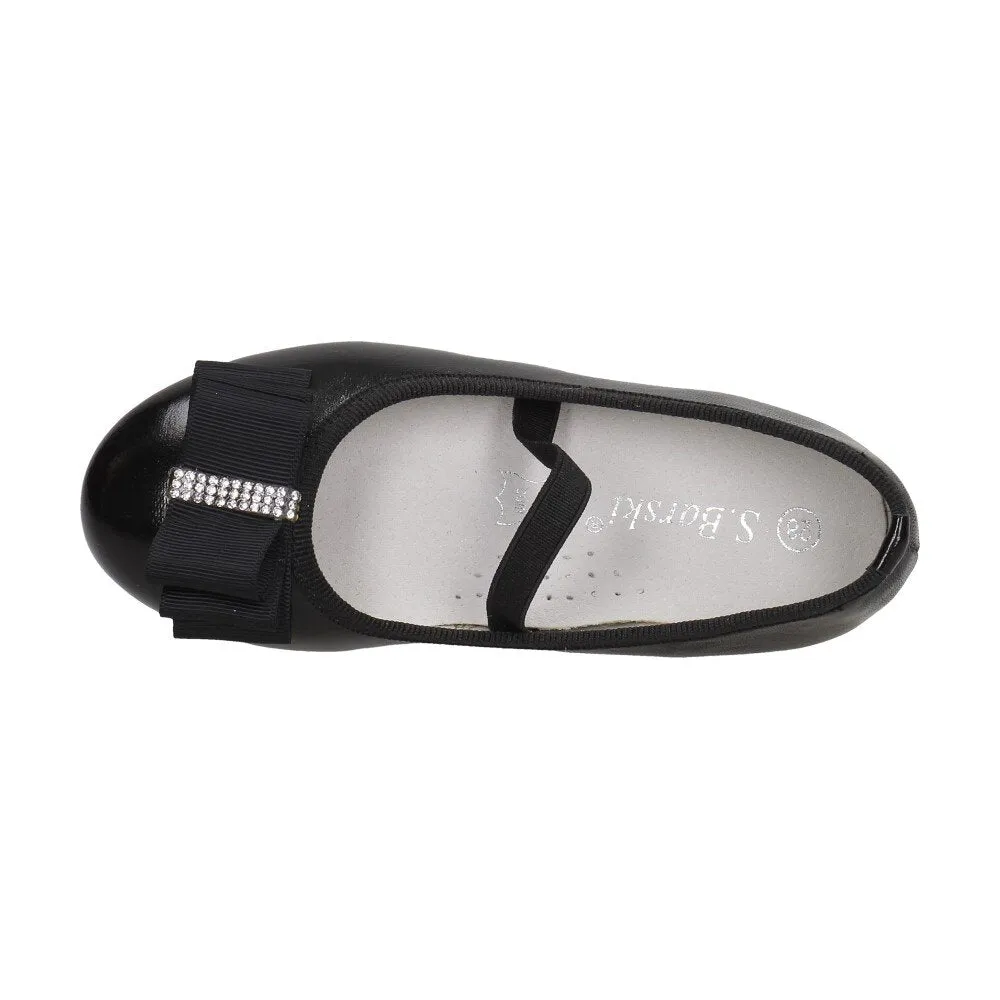 S. Barski Girls' Elegant Black Flats | 1105-BL