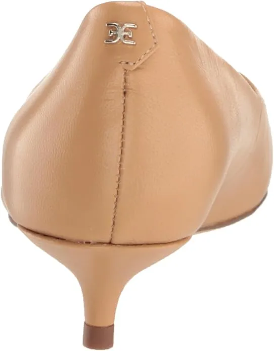 Sam Edelman Franci Luxe Tan Pointed Toe Slip On Kitten Heeled Classic Pumps