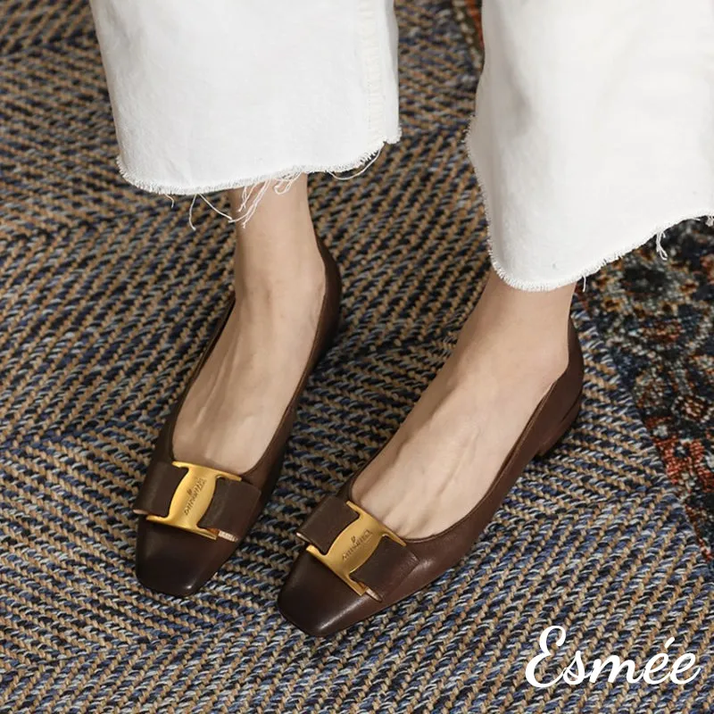 【Size 36 Special Offer】Leather Flats with Double Bow