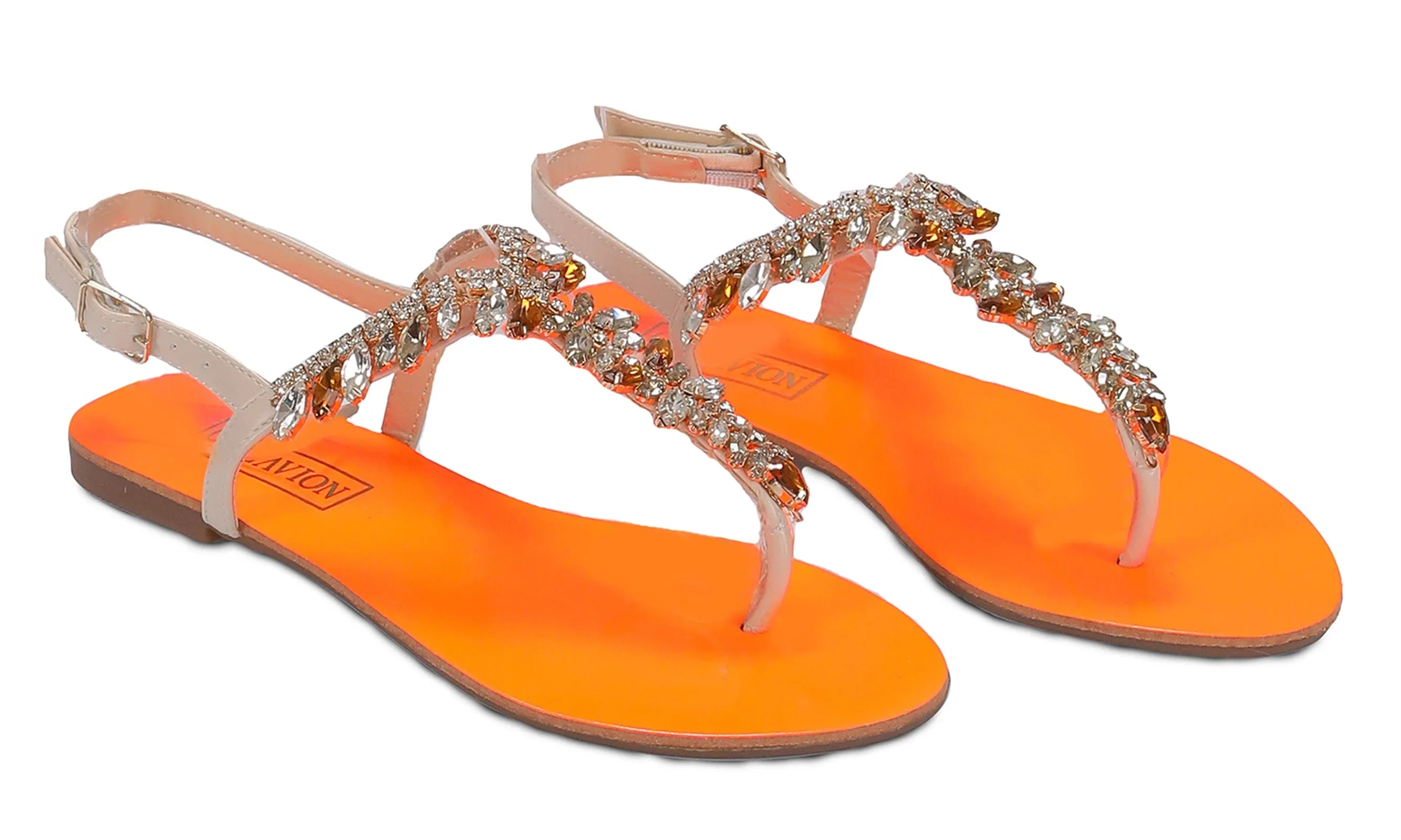 Ventutto Rio Red Crystal Cluster T-Strap Sandal