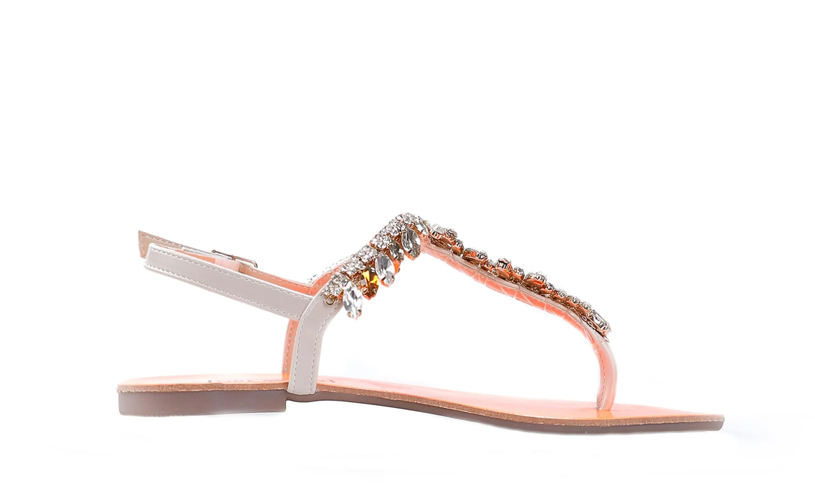 Ventutto Rio Red Crystal Cluster T-Strap Sandal