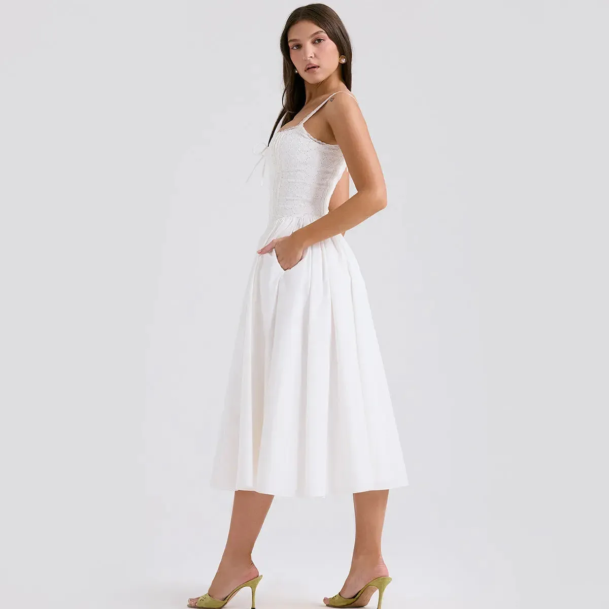White Lace Midi Dress