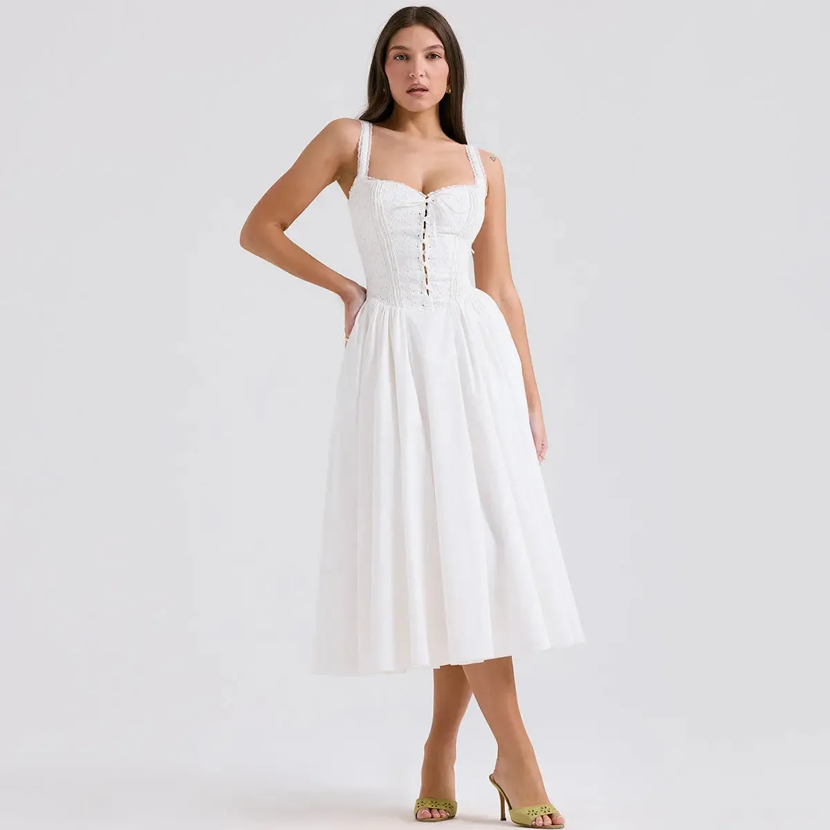 White Lace Midi Dress