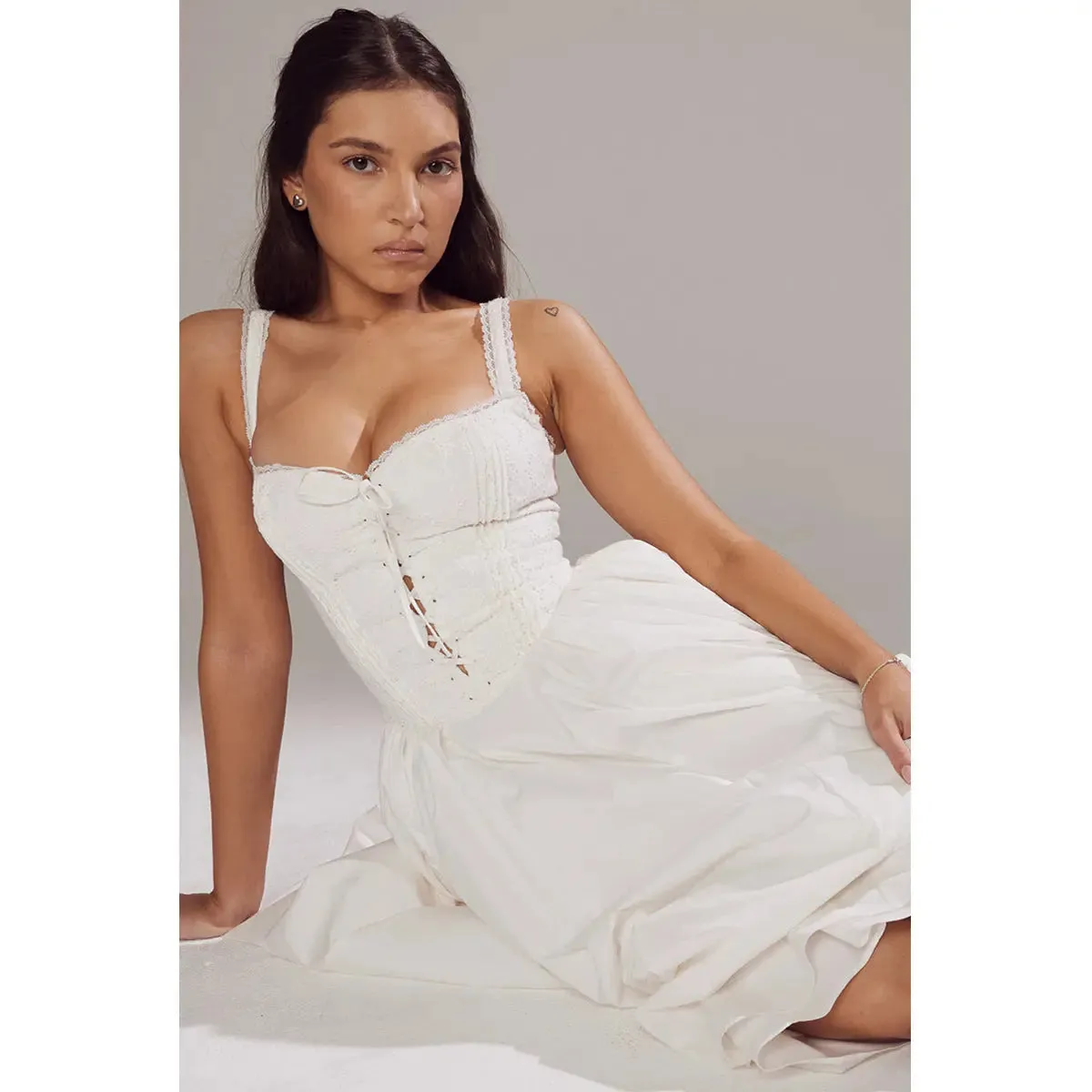 White Lace Midi Dress