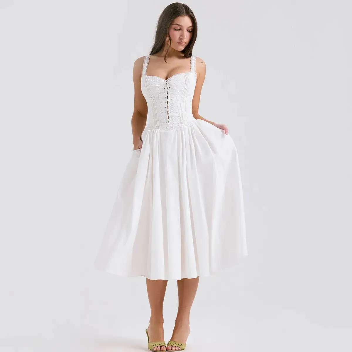 White Lace Midi Dress