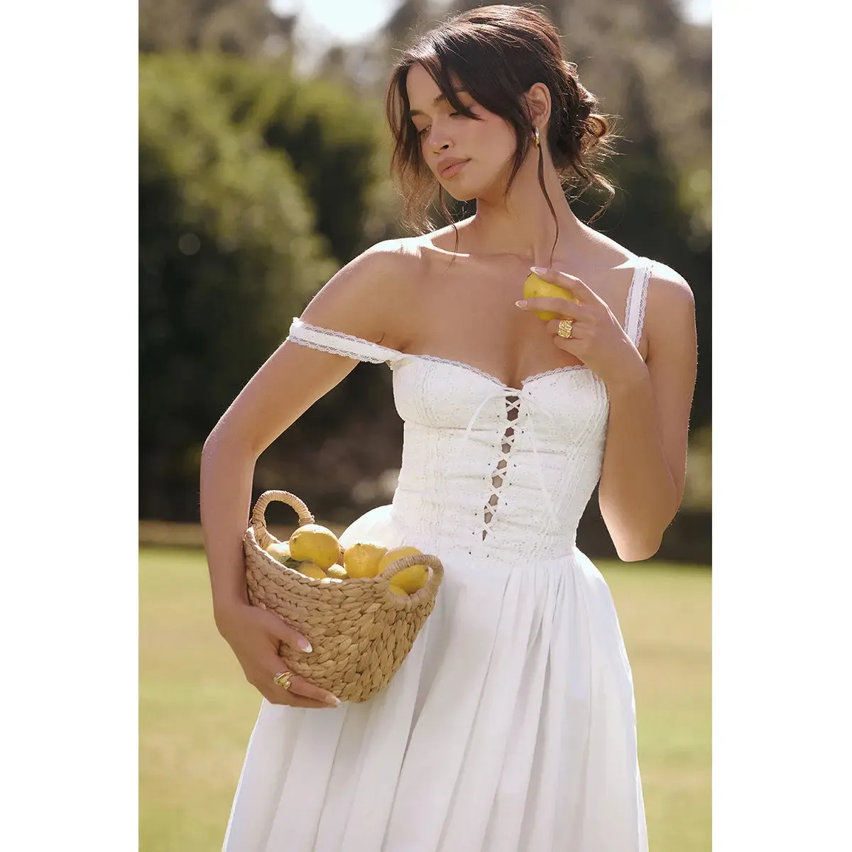 White Lace Midi Dress